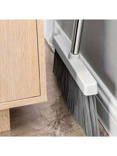 Heavy Duty Commercial/Household Extra Long Squeegee Broom - 4-Layer Anti-Wind Bristles, Non-Shedding Plastic Broom With Ergonomic Handle, Ideal For Hard Floors, Corners - Home, Office, Warehouse, Factory Cleaning ( )