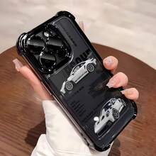 Funda para móvil , diseñada con un coche de carreras y calcomanías deportivas, compatible con  17,  16,  16 Pro Max,  15,  15 Pro Max,  14,  13,  12 y  11 Pro. Fabricada en TPU, ofrece protección a prueba de golpes. Ideal para amantes de los coches, cumpleaños, vacaciones, amigos y como regalo de San Valentín. - Negro - Ver 4