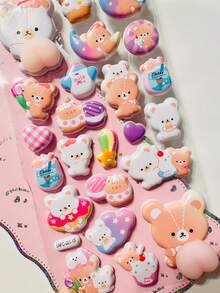 3D熊猫和兔子泡泡贴纸，可爱设计，可重复使用。用途广泛，可用于剪贴簿、文具装饰、学习用品、手工制作、日记、电子产品、家居收纳和办公。开学必备！ - 彩色 - 查看 9