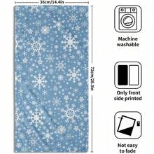 Black White Polka Dot Towels Set Of 2, Boho Polka Dot Hand Towels For Bathroom 14"X28" Vintage Doodle Towels Soft Absorbent Bathroom Hand Towel For Face, Gym, Spa, Kitchen - Winter Blue Snowflakes - 查看 2