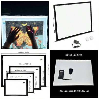 A2 Box Pad Aluminium Frame 6mm Lock/Unlock Dimmer Button 20W Bright 5500 With 12V 2A Adapter