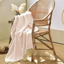 FIAN KIKIGOAL Manta de Punto para Sofá y Cama Cobija Punto con Borlas Suave y Cálido 130 * 170 cm Manta Tejida Cálida Ligero para Viaje Sofá Picnic Dormitorios Cama Caqui - Caqui - Ver 8