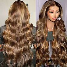 13x4 Body Wave HD Transparent Lace Front Human Blended Hair Wig For Women - 200% Density Glueless Pre Plucked With Baby Hair Natural Hairline Realistic Fluffy Wear Wig - SP4/27 - View 6