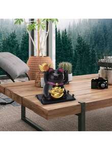 EstiloEVGATSAUTO Waving Arm - Adorno De Gato De La Suerte, Brazo De AgitacióN, Ahorro De EnergíA, EnergíA Solar Para Restaurante (Dorado), EVGATSAUTOwzxgq27Uk4-14VersióN Mejorada - Negro - Ver 4