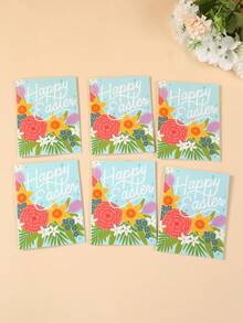 6张复活节贺卡套装（含信封），春季花卉复活节明信片套装，复活节装饰品，复活节家居装饰，桌面装饰，复活节礼品卡，感谢卡，生日礼物，复活节礼物，纪念品，复活节卡片，课堂交换卡，复活节派对用品，寻蛋派对礼品，节日派对礼物 - 彩色 - 查看 9