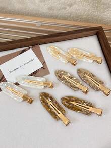 8 piezas Clips de cabello sin costuras con detalles dorados, adecuados para peinados diarios/de trabajo/de citas, accesorios para el cabello de mujer, clips de cabello, clips de cabello sin daños, accesorios para el cabello de mujer, decoración del hogar y el baño, decoración de otoño, útiles escolares, clips de cabello sin costuras, clips de cabello para flequillo lateral de verano para mujer, clips de cabello con forma de pico de pato, clips de cabello estilo Ins, regalo para novias y amigas, regalo del Día de San Valentín (1/4/8 piezas disponibles) - Multicolor - Ver 3