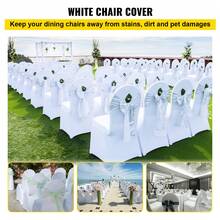 50Pcs 100Pcs Arched Chair Covers Spandex Black Or White Folding Kitchen Chairs Cover Universal Washable Slipcovers Protector Removable Chair Seat Covers For Wedding Party Dining Room Banquet Event - 白色 - 查看 2