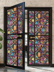 YUANYI 1卷（17.5英寸宽）PVC材质彩色窗贴，隔热隐私，适用于办公室、仓库、客厅、卧室、厨房、浴室、推拉玻璃门、装饰。