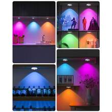 RGB Rechargeable Puck Lights With Remote Control, Under Cabinet Lighting Wireless, Dimmable Push Lights, Multicolor And Timing Function, LED Puck Lights For Kitchen, Cabinet And Shelf6 Pack - White|RGBmulticolor - View 6