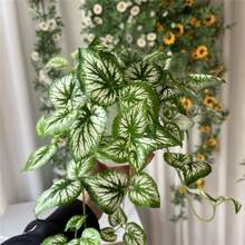 1/3pcs, Artificial Hanging Plants 27.5/15.7 Inches, Fake Ivy Leaves, Artificial Potted Vines Hanging Flowers Watermelon Leaves Decor, Suitable For Wedding Wall, House, Room, Yard, Indoor Outdoor Home Office Shelf Decoration (No Pot) - Multicolor - View 10