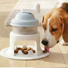 1个宠物益智喂食器玩具，3种颜色可选，旋转式出食器，顶部羽毛带铃铛，可逗猫狗开心，适合宠物自主玩耍，不含电池 - 彩色 - 查看 7