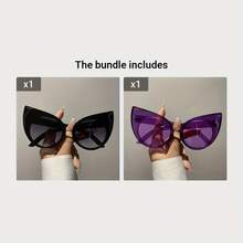 New Retro Classic Cat Eye Frame Ladies Men Old Sense Personality  Fashion Casual Glasses, Suitable For Party Show Daily Wear - Màu tím - Xem 8