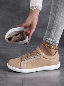 新款时尚透气网面女士休闲运动鞋，大码宽楦女式运动鞋，轻便设计，适合户外露营、散步、跑步 - 米色 - 查看 5