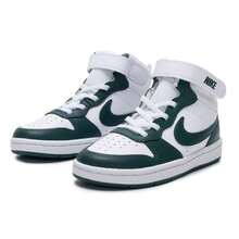 Nike Children's COURTBOROUGHMID2 (PSV) Sporty Casual Sneakers - White/Green - View 7
