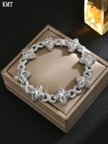KMT 男士水钻彩色眼睛无限符号手链，镀金爪镶嘻哈风格饰品。四叶草元素象征好运，整体设计寓意祝您好运。 - 四葉草款 - 查看 8
