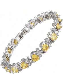 TendenciaRIZILIA BLOSSOM - Pulsera de tenis y zirconia cúbica de corte redondo (6 colores disponibles), chapada en oro blanco, 17.8 cm, 17.78 cm, multiCalidad premium - 1 - Ver 2