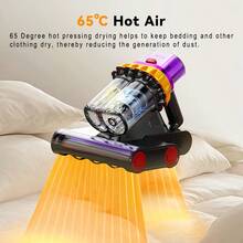 E.LUO Bed Vacuum Cleaner, 18Kpa,400W Dual Roller Vacuum Cleaner With UVC, Hot Air And High Heat, Strong Suction, Dual Cup Handheld Sofa Vacuum Cleaner, Suitable For Pillows, Baby Beds, Sofas And Pet Hair. - US A Type Plug(110-127V) - View 5