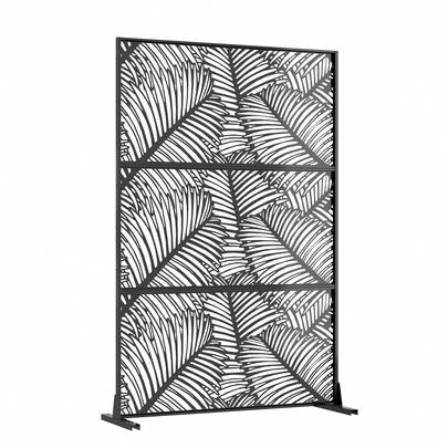 Techigher Metal Privacy Screen, 74" H*47" W Outdoor Freestanding Privacy Screen & Panels, Outdoor Privacy Screen With Stand For Deck Patio Balcony