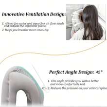 Upgraded Inflatable Travel Pillow For Sleeping - Premium Flocked Fabric, Ergonomic Neck/Head/Lumbar Support, Relieves Neck & Shoulder Pain, With Portable Drawstring Bag, Ideal For Airplanes, Cars, Buses & Office - Grey - View 10