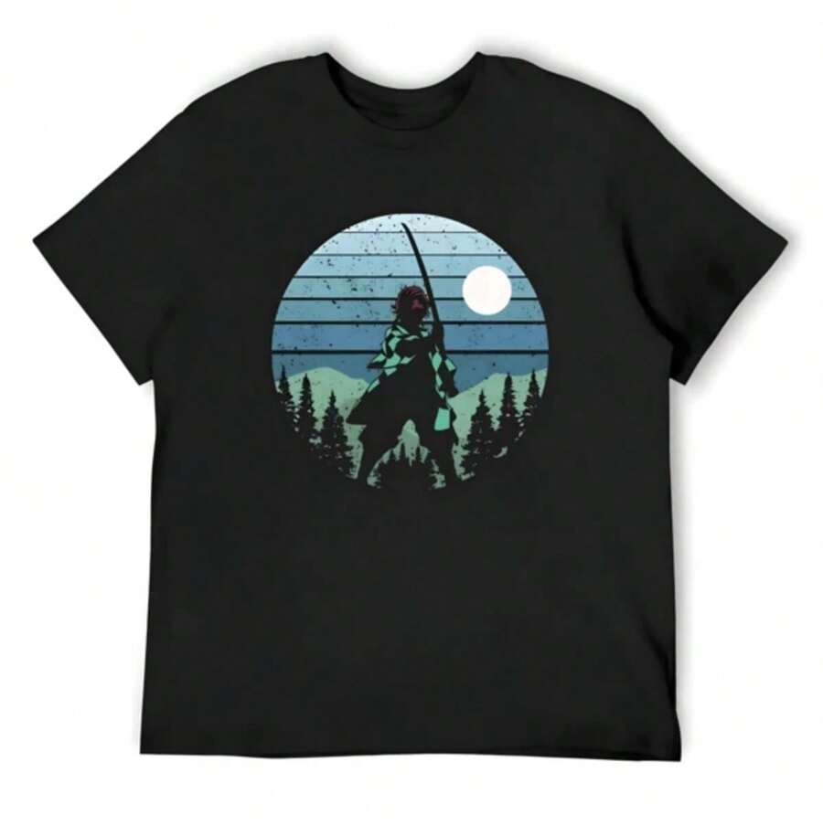 Retro Anime Tanjiro Kimetsu No Yaiba DS Kimetsu No Yaiba T-Shirt Man T-Shirt Men's T Shirts - Black - View 1