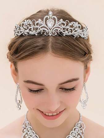 1 st. dammode prinsesskrona strass pannband, söt födelsedagshåraccessoar, coronas, tiara, kostymkrona, huvudbonad, hårcirkel för alla hjärtans dag alla hjärtans dag-accessoarer gåva