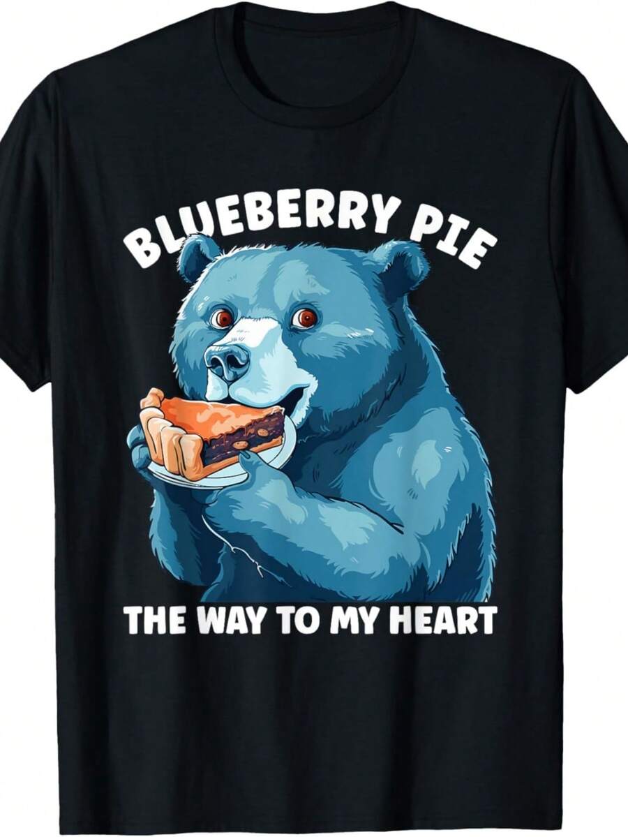 Cake Baking Thanksgiving Way to My Heart Blueberry Pie T-Shirt - Negro - Ver 1