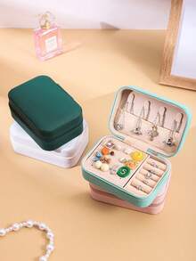 Large Capacity Jewelry Box, Jewelry Organizer Box, Multi-Function Jewelry Display Box, Jewelry Storage Box, Portable Travel Jewelry Box, Women's Gift Box, Small Jewelry Box For Earrings, Necklaces, Rings, Compact Jewelry Box, Minimalist Travel & Home Jewelry Box, Travel Essential, Cruise Essential, Back To School Essential, Ring, Necklace, Earring Storage Box, Perfect Gift For Women - Multicolor - View 6