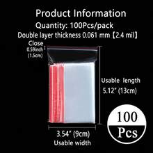 XZV 100 túi nhựa khóa kéo nhiều kích cỡ, kiểu dáng từ 1"-12", dày 0.04mm, hai lớp, chống thấm nước và bụi, có thể tái sử dụng, thích hợp để đóng gói quà tặng, trang sức, phụ kiện, sử dụng tại siêu thị, các bữa tiệc, Ngày Valentine, họp mặt gia đình, tựu trường, Ngày của Mẹ, lễ tốt nghiệp, tự làm đồ thủ công, Halloween, Giáng sinh. - Trong suốt 100 chiếc - Xem 17
