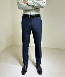 Men's Tailored Dress Pants - Navy Blue - View 1