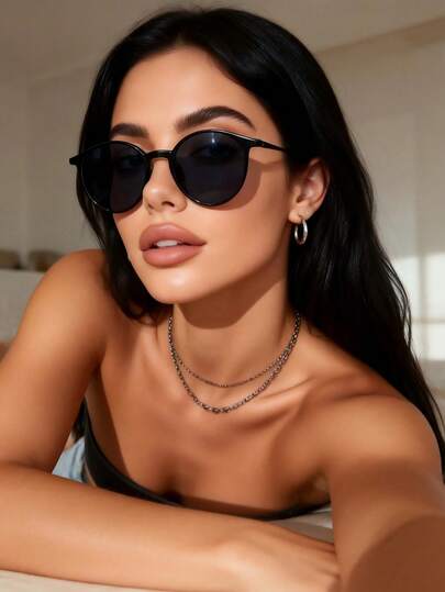 1PC Women Plastic Retro Classic Round UV Protection Sunglasses For Hiking Vacation Accessories Beach Accessories For Women Sun Glasses Sunglasses Shades Basics And Suit For Sweater Jeans Sweatpants Hoodie Jackets Dress And Long Sleeve Shirt Fashionable Shade Elegant Outfit Family Outings Travel Vacation Holiday For Summer Beach Vacation,Outdoor,Travel