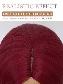 酒红色中分长直假发，26英寸，女士自然直发假发，蓬松透气，耐热合成纤维假发，非常适合初学者打造时尚日常造型，完美适用于约会、拍照、角色扮演、优雅派对、音乐节、聚会等场合。 - 酒紅色 - 查看 6