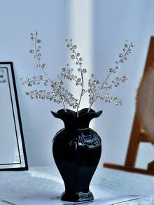 1 pieza Ramas de flores plateadas brillantes, flores simuladas, plantas artificiales de moda, regalos del Día de San Valentín, ramos, sin necesidad de mantenimiento, decoración para fiestas, centro de mesa para bodas - Plateado - Ver 3