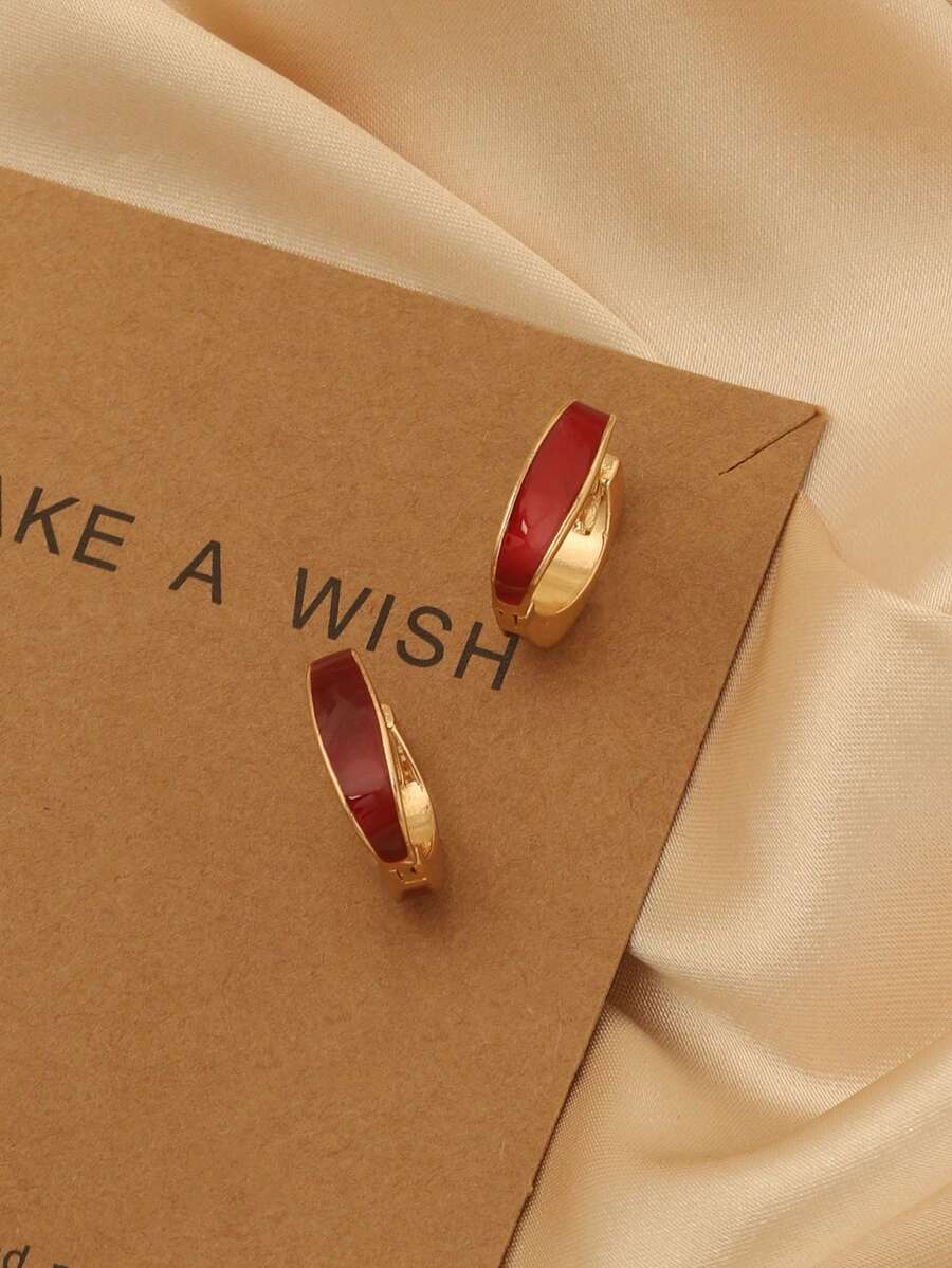 1 pieza Pendientes de aro esmaltados elegantes y de moda, pendientes lujosos y encantadores para mujeres, gran regalo para Año Nuevo, Día de San Valentín, Día de la Madre