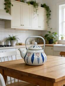 SummitPulse 1个复古郁金香叶珐琅咖啡壶，多功能平底冷水壶，茶壶，奶茶壶，适用于电磁炉或燃气灶加热，家居装饰茶壶，也适合作为节日和生日礼物送给亲朋好友。 - 彩色 - 查看 16