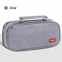 1个大容量铅笔盒，便携式拉链铅笔袋，简约文具收纳袋，适合学生、学校和办公室使用，返校必备，学习用品，铅笔盒，背包 - 彩色 - 查看 15