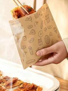 50个装防油纸袋包装烘焙纸甜点三明治汉堡包装袋厨房配件 - 棕色 - 查看 8