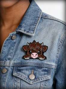 1 pieza Broche de alce lindo - Encantador animal parecido a una vaca con ojos expresivos, de aleación de zinc o silicona, perfecto para joyería, mochilas, alfileres de solapa - Multicolor - Ver 1