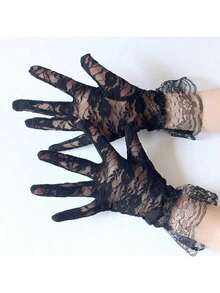 New Sexy Party Dress Gloves, Women's High-Quality Lace Gloves, Wedding Gloves, Full Finger Gloves Accessory, Girls Full Finger Gloves - Multicolor - View 7