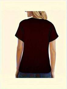 Couple's Happy Valentine's Day Love Cross Pattern Printed Spring/Summer Round Neck Casual Versatile  Pure Cotton Couple T-Shirt - One for Women - View 3