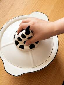 1只耐热手套，微波炉烤锅盖把手加厚隔热耳罩 - 黑與白 - 查看 1