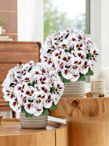 MEHELANY 1 Piece Artificial White Pansy, Outdoor Plant, Plastic Imitation Shrub, Fake Flower, UV-Resistant Plastic Plant, Artificial Silk Flower, Suitable For Indoor And Outdoor Garden Decoration, Porch, Window Box, Hanging Planter - Multicolor - View 3