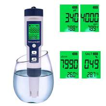 5 in 1 Water Quality Tester Digital Meter Water Quality Analyzer Detector PH/ TDS/ EC/ Temperature/ Salinity Testing IP67 Water Resistance Backlight Display - Azul - Ver 7