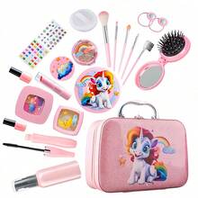 22PCS Children's Fake Cosmetic Sets, Girl's Fake Grooming Toys, Realistic Pretend-Play Princess Makeup Handbag, Eyeshadow And Lipstick Birthday Gift Box(The Color Of The Accessories Andthe Style Of The Stickers Are Random.) - Multicolor - View 4