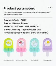 71122 Ice Cream Shaped Eraser, Easy To Erase, Clean And Delicate, Cute Cartoon Creative Eraser, Fluorescent Green, Cherry Blossom Pink, Sky Blue, Dreamy Purple - Multi-color (random Colors) - View 6