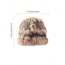 秋冬兔毛针织帽，新款大耳罩保暖帽，宽松加厚保暖渔夫帽，可爱蓬松女士渔夫帽 - 彩色 - 查看 12