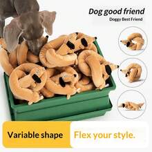 1pc 2026 New Realistic Dachshund Long Plush Dog Toy | Barking & Bendable Stuffed Animal For Pet Play | Interactive Tug-Of-War Chew Toy & Cuddly Companion Pillow - Perfect Gift For Birthday, Boy, Girl, Easter, Valentine's Day - Multicolor - View 8
