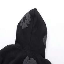 Fashionable Casual Hooded Sweatshirt, Casual Comfortable Hooded Sports Shirt, Loose Design, Y2K Casual Streetwear - 黑色 - 查看 5
