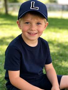 1pc A-Z Letter Kids Baseball Cap, Solid Color Boys Girls Baby Sun Hat, Adjustable Toddler Hip Hop Cap - Navy Blue - View 3