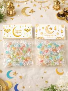 50 de bucăți de pungă cadou autoetanșantă cu imprimeu de felinar lunar alb auriu, pungă de bomboane Ramadan Kareem, celofan transparent din plastic, pungă de ambalare cadou, decorațiune Ramadan pentru casă, consumabile de ambalare cadouri Ramadan, pungă de favoare pentru petreceri musulmane islamice, consumabile pentru petreceri Ramadan Kareem, decorațiune pentru masa de bucătărie în familie, cadou pentru Eid Al Adha, consumabile pentru petreceri musulmane pentru evenimente islamice - aur alb - Vizualizare 2