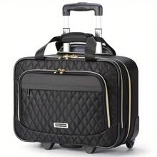 LEKE - Horizontal Style Black Quilted Bag With Tie Rod - Black Trolley Bag - View 12